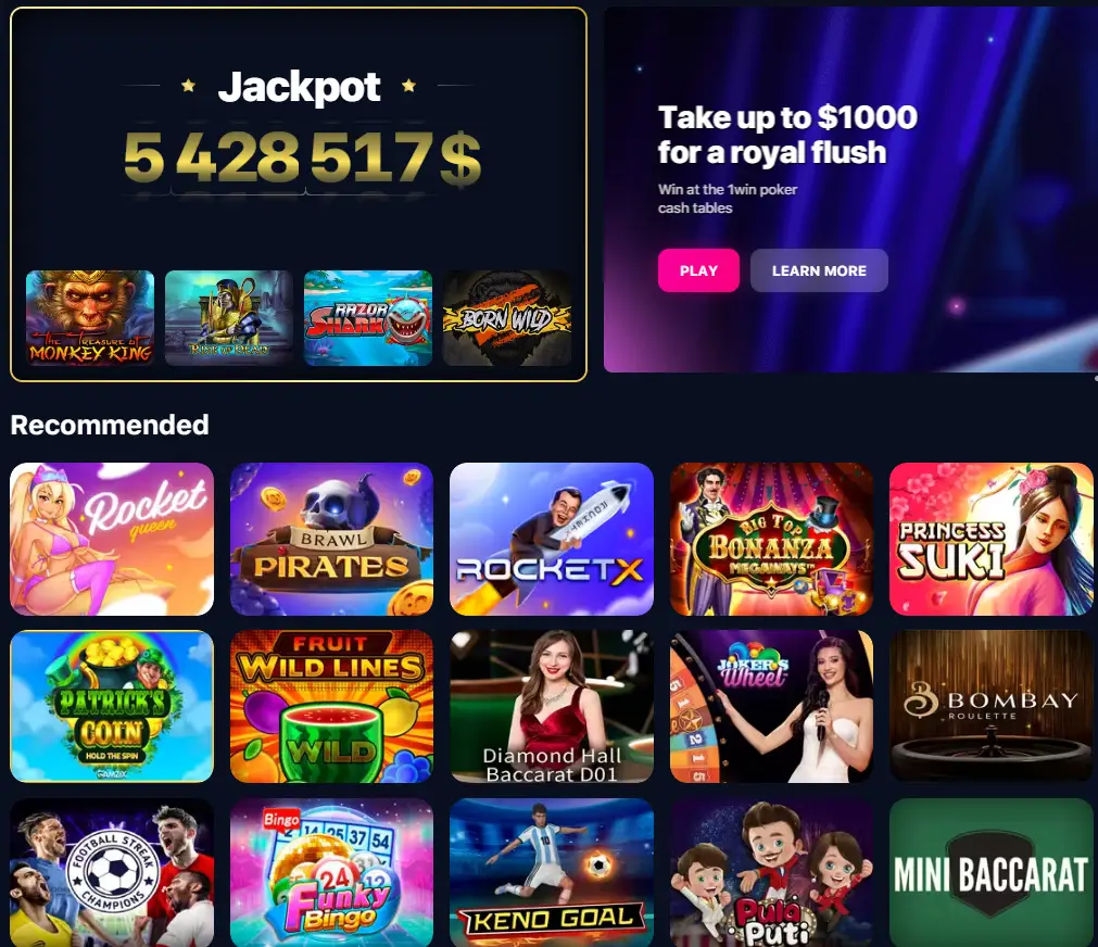 1win casino games recommended
